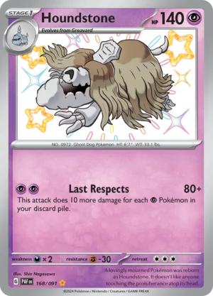 Pokémon TCG SV: Paldean Fates 168/091 Houndstone Shiny Rare Ungraded