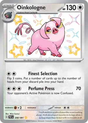 Pokémon TCG SV: Paldean Fates 208/091 Oinkologne Shiny Rare Ungraded